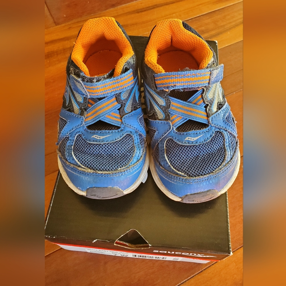 Saucony Boys Kids Baby Ride Blue and Orange Sneakers Size 7W ST55575